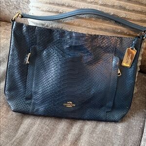 Coach Navy Blue Snakeskin Leather Bag